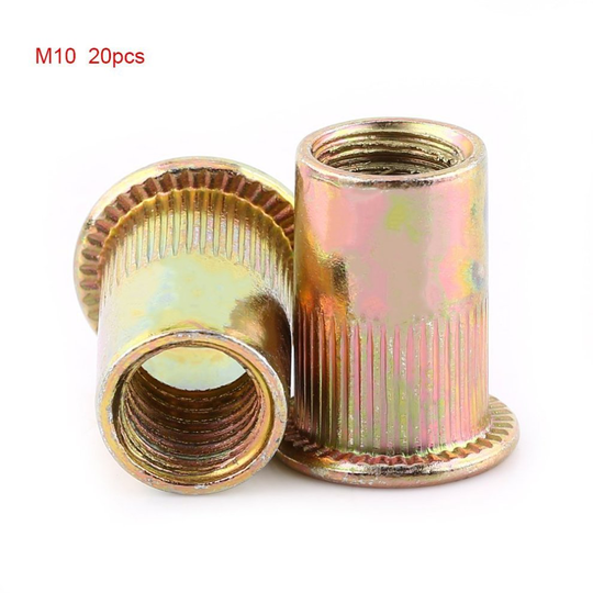 Carbon Steel Flat Metric Threaded Rivet Nut Flange Rivnut Nutsert Fastener M3/M4/M5/M6/M8/M10/M12(M10-20pcs)