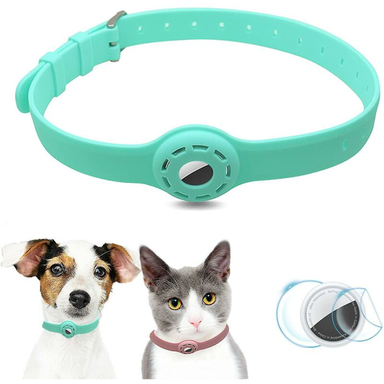 Airtag Dog Collar Holder Airtag Cat Collar with 1 hd Protective Film 9-19.5 Inch Soft Silicone Dog Collars for Apple Airtag on Cats Small Dogs
