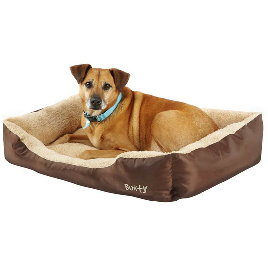 Bunty Deluxe Soft Washable Dog Pet Warm Basket Bed Cushion with Fleece Lining - Brown - X-Large