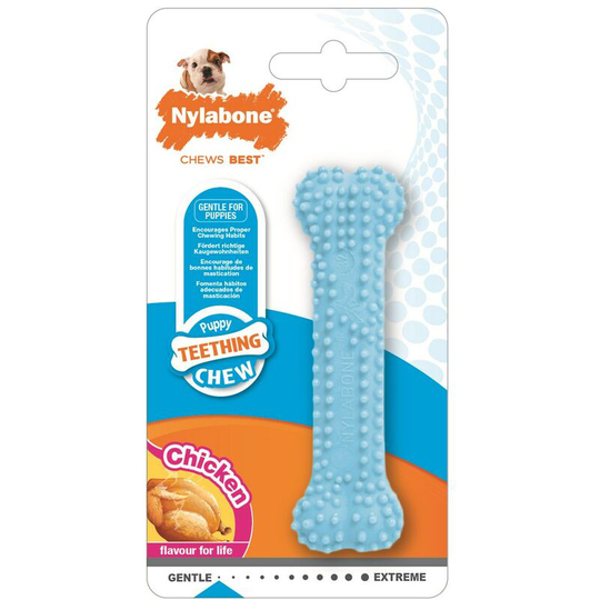 Chicken Bone Puppy Toy (1.9cm x 9.5cm x 2.5cm) (Blue) - Blue - Nylabone
