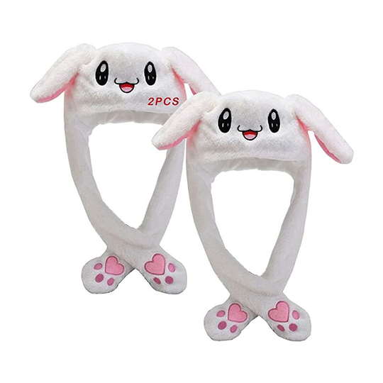 2 Pcs Plush Bunny Hat Fun Rabbit Hat Jumping Bunny Hat with Moving Ears Cute Funny Bunny Animal Moving Ears hat for Girls and Women Party Holiday