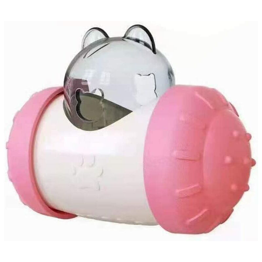 Cat and Dog Pet Bowl Toy Cup Pet Puzzle Slow Leak Ball Slow Feed Toy without Electric Pet Interactive Food Leak(pink)