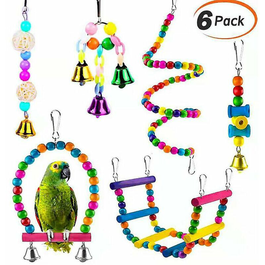 Set of 6 pet parrot toys, suitable for bird house decoration