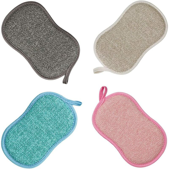 Mezheng - Multi-Purpose Kitchen Scrubbing Sponge, Heavy Duty Anti-Scratch Scrubbing Sponge, Reusable Microfiber Sponge for Household Cleaning, Random
