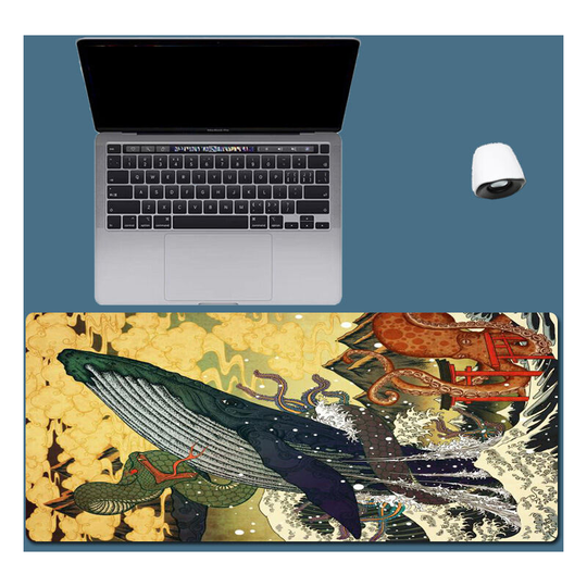 Gaming mouse pad, non-slip rubber base soft fabric mouse pad, Japanese style mouse pad with 27 scenes of Ukiyo-e (Japanese style 26, 300*900*3) - Muff