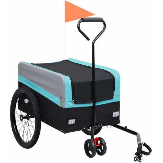 2-in-1 xxl Cargo Bike Trailer & Trolley Blue Grey and Black - Blue