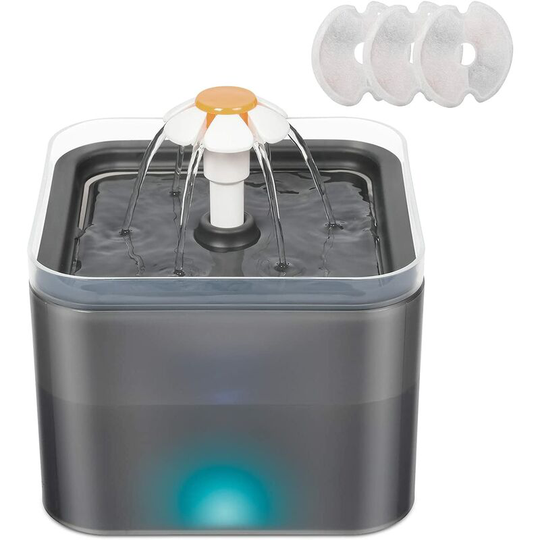 Water Fountain for Cat Dog with LED, Ultra Quiet Automatic Water Dispenser 2L Capacity with 3 Activated Carbon Filters