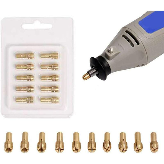 10pcs 0.5-3.2mm Precision Brass Chucks for Dremel Drill - Electric Chuck Rotary Tools