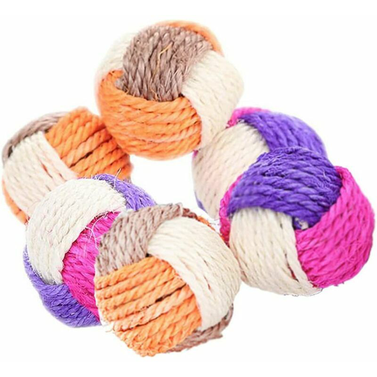 Balls Sisal Ball Pets,Sisal Ball Toy,Cat Toy Ball,Cat Ball Toy Pet ,Cat Interactive Toy for Kitten Play,6 Pieces,Random Color