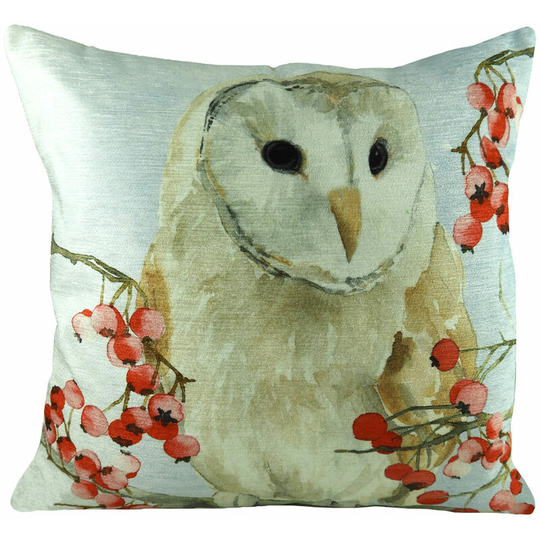Christmas Owls Watercolour Print Cushion Cover, Multi, 43 x 43 Cm - Evans Lichfield