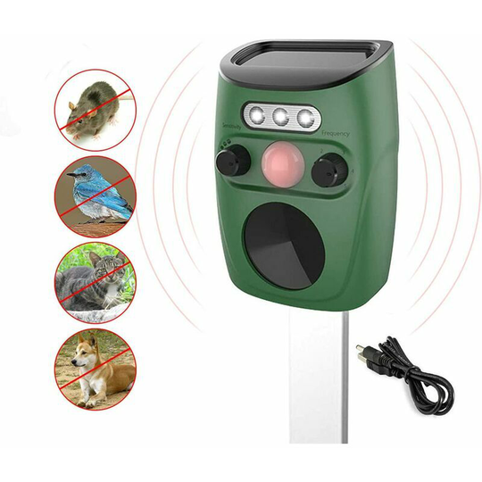 Insect Repellent, ultrasonic Animal Repeller Solar Cell for Cats, Dogs, Birds, Foxes, Moles and Other Rodents
