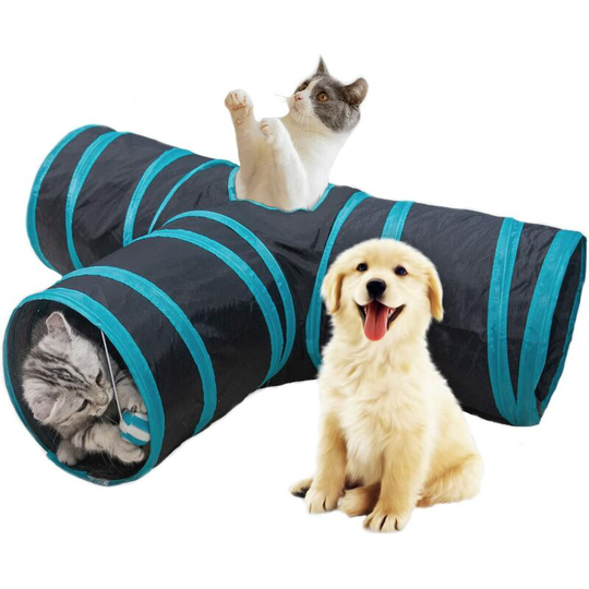 Way Cat Tunnel Collapsible Cat Tunnel Interactive Toy Tunnel Toys for Cats Puppy Rabbits Guinea Pigs