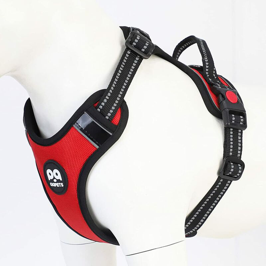 Briday - Dog Harness Large Reflective No Pull Dog Harness with Handle Front Clip Breathable Adjustable Puppy Harness for Outdoor Use (Red-L)
