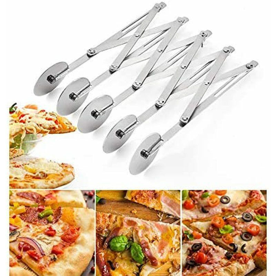 Dough Cutter, Pizza Cutter Stainless Steel 5 Wheels Adjustable Cake Divider Pizza Cutter Made Of Stainless Steel