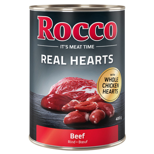Rocco Real Hearts Saver Pack 24 x 400g - Beef with whole Chicken Hearts