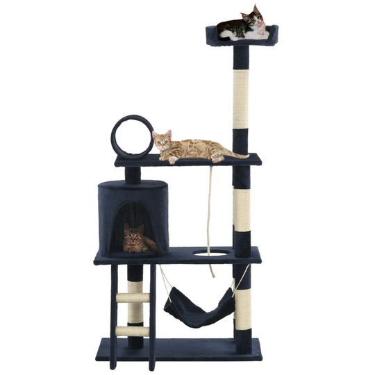 Cat Tree with Sisal Scratching Posts 140 cm Dark Blue