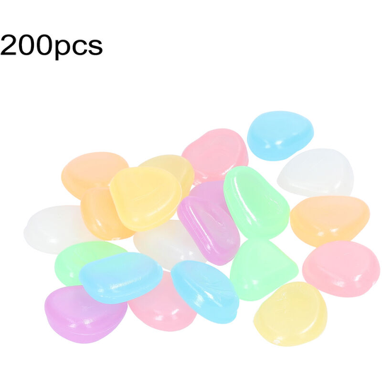 Lifcausal - Artificial Fluorite Garden Pebbles for Walkways Aquarium Decor Plants Self-Luminous Stones Glow in the Dark (Multicolor 200pcs)