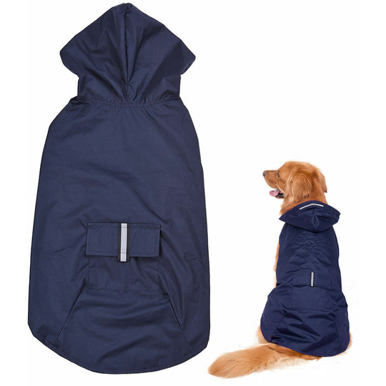 Bearsu - Pet dog raincoat Super waterproof hooded raincoat for two-legged dog dark blue 5XL