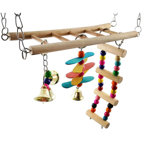 Bird Hanging Ladder Bird Swing Toys Birds Climbing Toys Wooden Suspension Bridge for Parrots Birds
