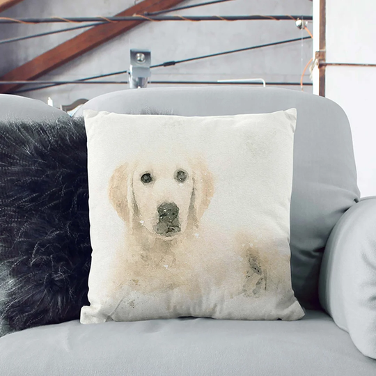 A Golden Retriever Puppy in Abstract Cushion with Filling
