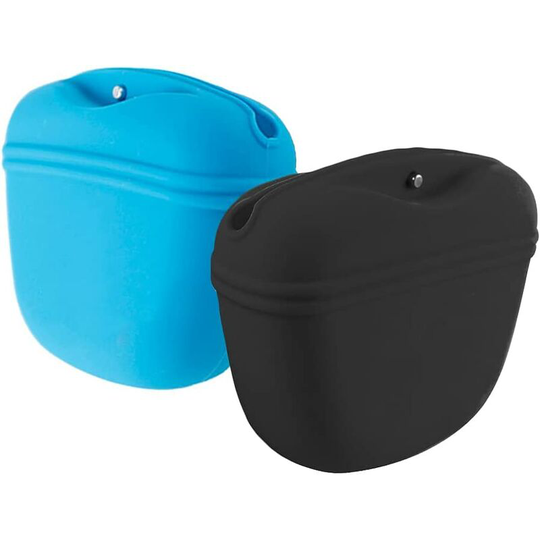 2 Silicone Dog Treat Pouch, Dog Treat Bag, Portable Dog Snacks, Pet Food Bag with Magnetic Clip, for Outdoor Use