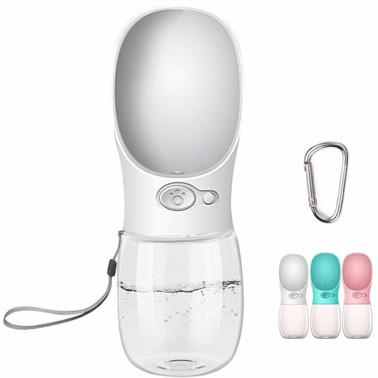 Rhafayre - White Portable Dog Water Bottle, 350ml Food Grade Antibacterial Travel Water Bottle for Dog and Cat, Outdoor Pet Drinking Water