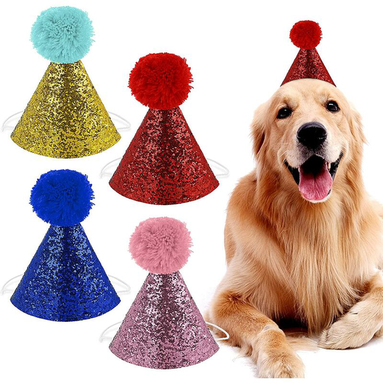 Dog Birthday Hats,4 Pieces Dog Party Hats Party Decorations Accessories for Dog cat Headband hats