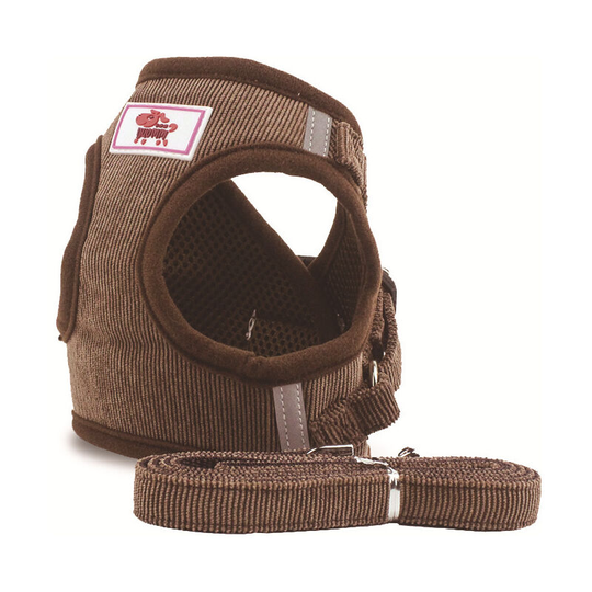 Pet Chest Harness Vest Style Corduroy Breathable Puppy Chest Harness Dog Rope Pet Supplies, Brown