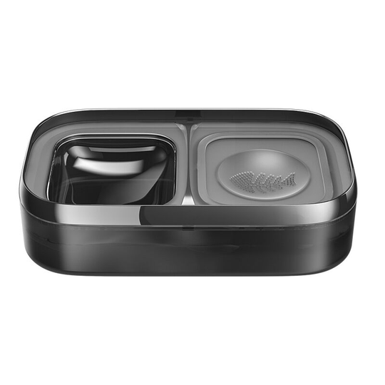 Cats food bowls, dog food bowl, double food bowl, non-slip water bowl and food bowl, for cats and dogs , Semi-transparent dark gray