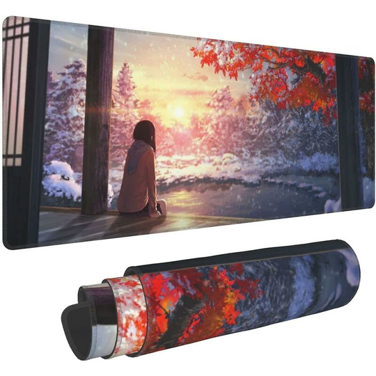 Japanese Style Extended Mouspad Extra Large Gaming Mouse Pad With Non-slip Rubber - Xl Keyboard For Officehome 11.8x31.5 Inch (30cmx80cm) Thsinde