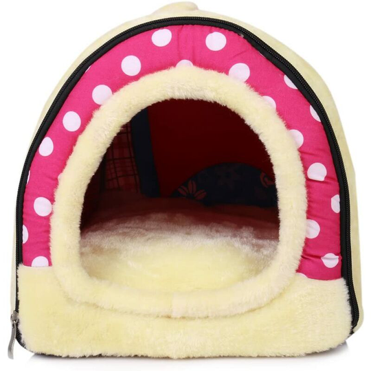 Pet Nest And Sofa Bed, Non-Slip Foldable Dog Cat House And Winter Soft Comfortable Mattress Pet Bed(S, Pink)