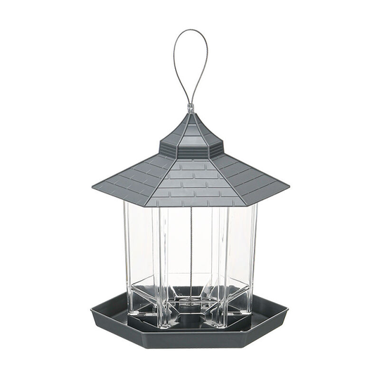 Large Capacity Waterproof Outdoor Hanging Bird Feeder-Seed Dispenser [Gray]