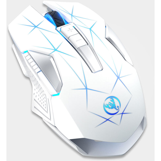 T300 2.4G Wireless Mouse Ergonomic Mouse 3 Adjustable dpi Colorful Breathing Light Built-in 600mAh Lithium Battery White, White - White - Hxsj