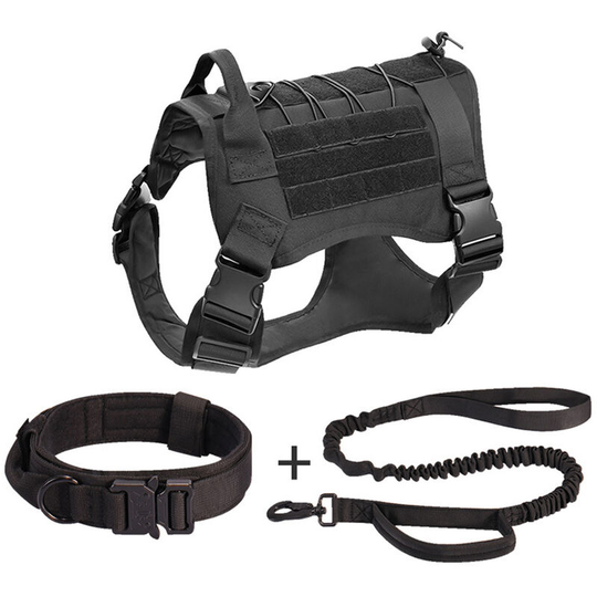 Readcly - Military Dog Harness with Pouch and Patch, Tactical No-Pull Vest for Large Dogs, Service Dog Harness for Training, Hiking - Black, xl