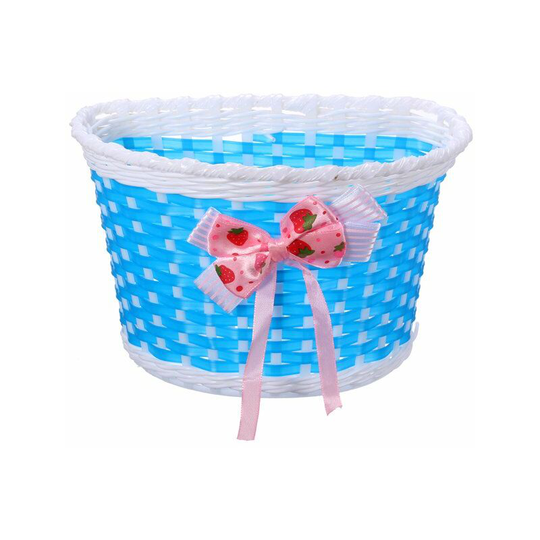 Kid's Bike Basket, Cute Bike Handlebar Basket with Bow Tie for Kids Girls Boys (Blue)