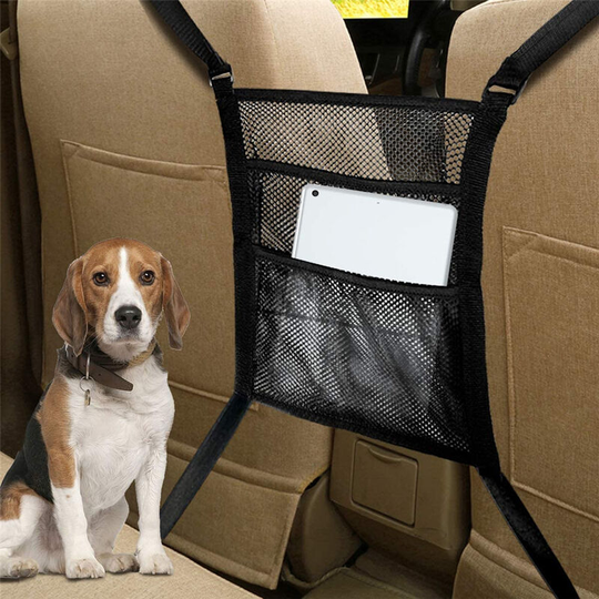 Car Rear Seat Divider for Dogs Reduce Distractions While Driving Easy Installation Storage Universal Fit Black Mesh