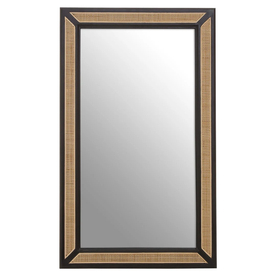 Cannelle Rattan Framed Wall Mounted Accent Mirror in Black/Natural