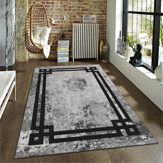 Moriarty Power Loom Grey/Black Rug