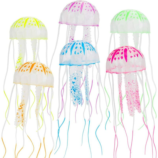 Perle Raregb - 6 Aquarium fish tank luminous jellyfish decoration ornaments fish tank landscaping simulation jellyfish water grass small fluorescent