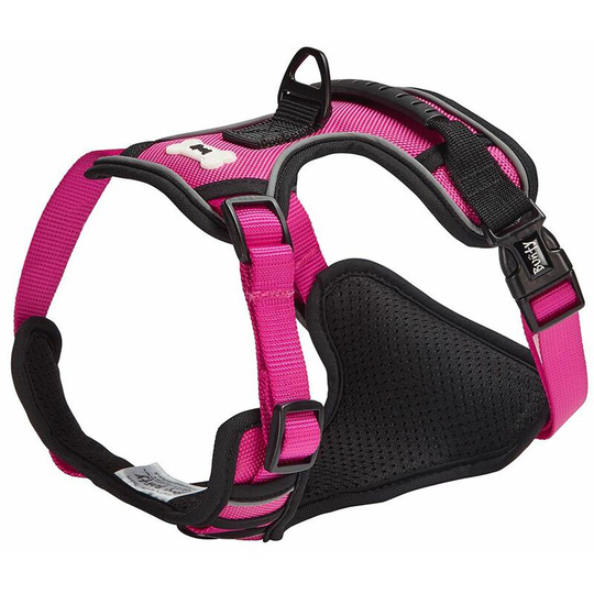 Soft Padded Comfortable Fabric Dog Puppy Pet Adjustable Outdoor Harness - Pink - Medium - Bunty