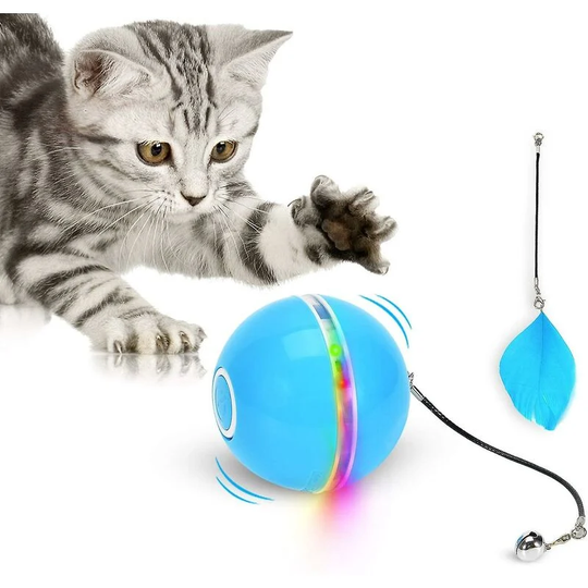 Cat Toys Ball With Led Light & Catnip Auto Spinning Smart Cat Ball Toy Usb Rechargeable Thsinde