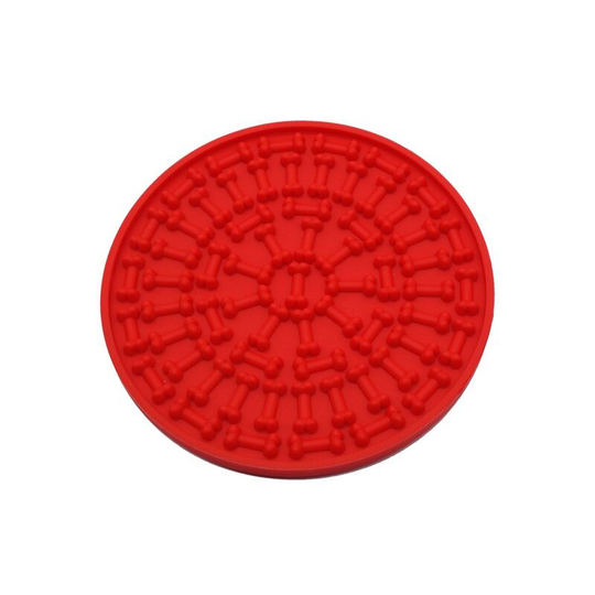 Dog Lick Pad, Pet Bath Distractor, Silicone Lick Pad with Suction, Peanut Butter Lick Pad (Red)
