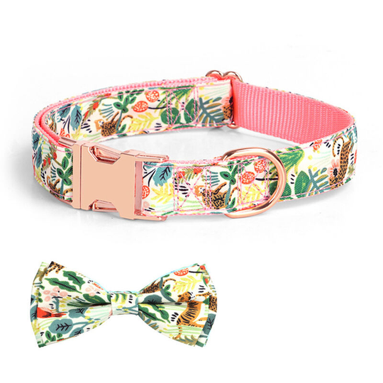 Soft Collar For Dogs And Cats Knot Leash Dog Collar Girl Plaid Print Adjustable Dog Collar
