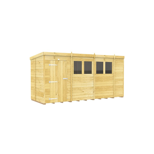(5ft x 14ft Single Door With Windows) Pent Shed 5ft x 14ft Fast & Free 2-5 Days Nationwide Delivery