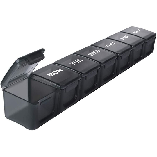 Extra Large Weekly Pill Organizer, xl Daily Pill Cases for Pills/Vitamin/Fish Oil/Supplements (Black)