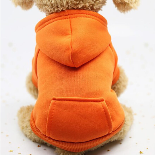 Cat Hoodie Cotton Dog Clothes with Winter Coat and Outer Pocket,Winter Dog Sweater Christmas Sweater (Orange,L)