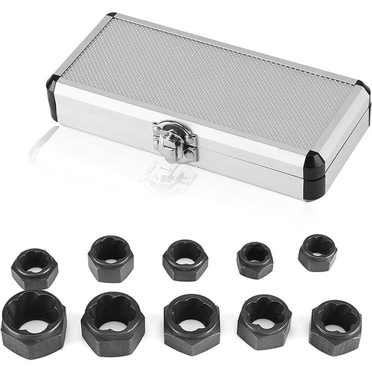 Betterlife Bolt Extractor Set- 10 Pieces Nut Extractor Drive Socket Broken Bolt Removal Tool Kit, 1 Set