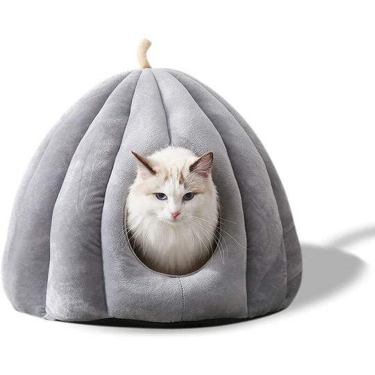 FVO - Pet Cave Bed, Cat Nest with Removable Washable Inner Cushion, Soft Bed for Small Pet, Plush Cat Igloo Cave Bed
