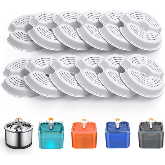 Heguyey - 12pcs Filters for 2.5L Cat Fountain Flower Fountain Suitable for Stainless Steel Cat Dog Fountain Meets 9-12 Months Replacement Needs