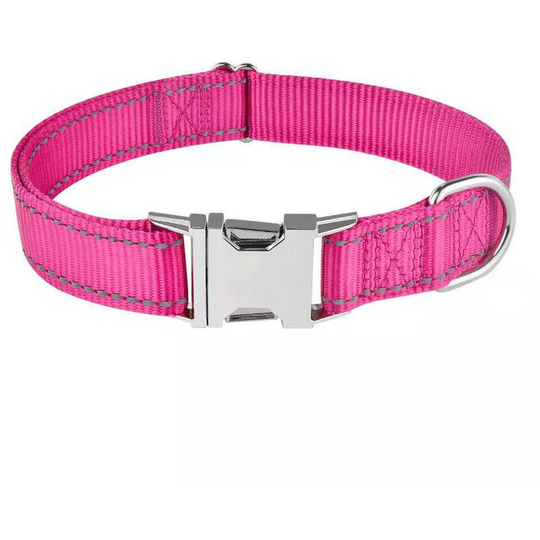 Dog Necklace, Classic Adjustable Reflective Nylon Necklace with Padded Soft Breathable Mesh For Dogs, m, Rose